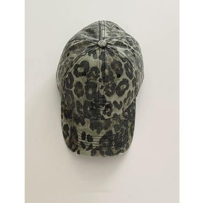 Koreaanse Retro Nieuwe Luipaardprint Baseballpet voor Dames in Lente en Herfst Gescheurde Oude Straat Casual Baseballpet Die Klein Gezicht Laat Zien M（56-58cm） gray