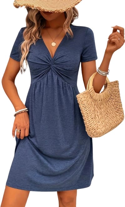 Livano Zomerjurk Dames - Zomerjurken - Volwassen - Jurk - Ibiza Stijl - Sundress - Blauw - Maat S
