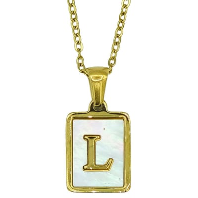 Initiaal Ketting - Letter L in Parelmoer hanger - Premium staal goud