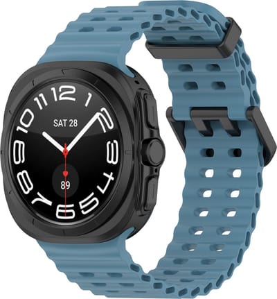 By Qubix - Compatible Samsung bandje - Marine Band siliconen - Grijsblauw - Geschikt voor Samsung Galaxy Watch Ultra / Ultra 2 - 47mm