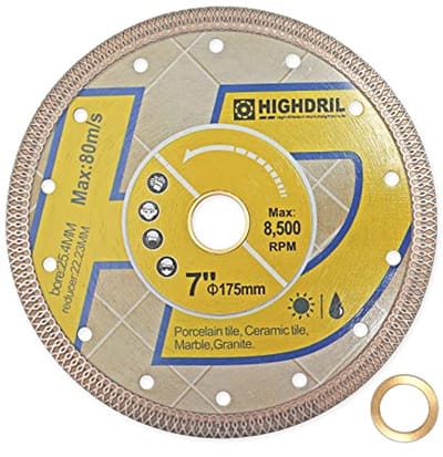 7 Inch Diamant Cirkelzaagblad voor Porselein, Keramiek, Graniet en Marmer - Droog en Nat Snijden