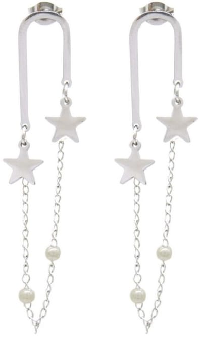 Oorbellen Sterren - Oorhangers - RVS - 4,5 cm - Zilverkleurig