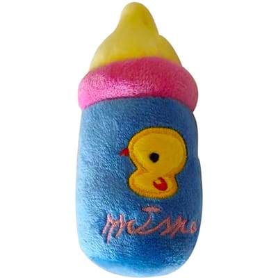 Honden Pluche Speelgoed Melkfles Bijtbestendig Verveling Verlichten Zacht Huisdier Hond Piepend Pluche Speelgoed voor Binnen blue