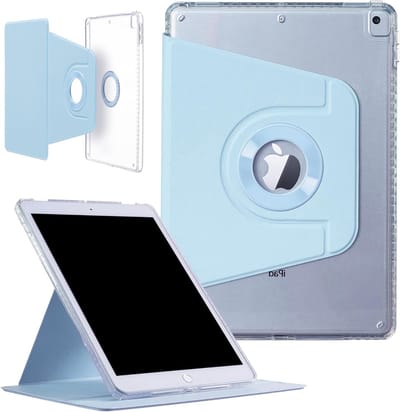 Beschermhoes voor 10.2'' iPad en 10.5'' iPad Pro en Air met Magnetische Smart Cover, Vouwbare Stand en 360° Rotatie - Blauw