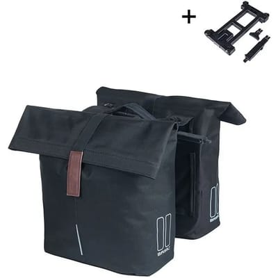 Basil City - Dubbele fietstas MIK - 28-32 Liter - Waterafstotend - Reflectiedetails - Zwart