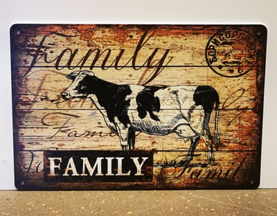 Metalen wandbord - Family Farm - Mancave - Wand Decoratie - Metal sign - Mancave decoratie - Decoratie - Metalen borden - Tekst borden - Metalen bord