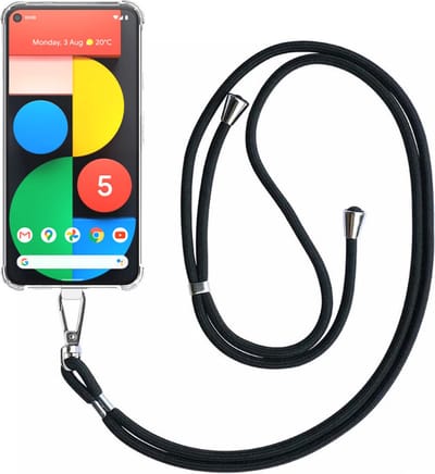 Telefoonhoesje Geschikt voor Google Pixel 5 Transparant ShockProof met Afneembaar Universeel Telefoonkoord - Cover Case Siliconen ShockProof with Lanyard - Smartphonica geschikt voor Google Pixel 5