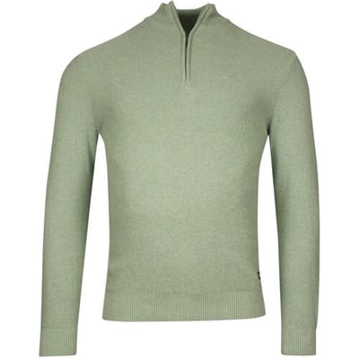 Baileys Trui Diagonal Structure Knit Uni Color Half Zip Collar Misty Green Melange / male