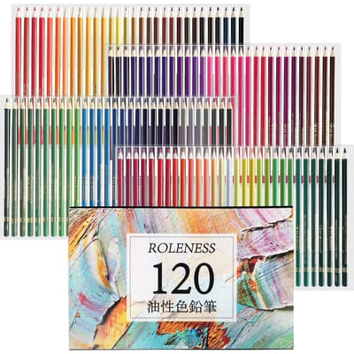 Roleness Gekleurde Potloden voor Kinderen en Kleurboek Beginner en Professional Zacht Inclusief Opbergkoffer en Puntenslijper 120-Kleuren Oliebasis Volwassenen,