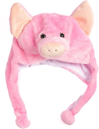 KIMU® Muts Flappen Varken - Laplander met Oortjes Roze Ram Big Varkentje - Bontmuts Kinderen of Volwassenen met Klein Hoofd - Flapmuts Biggetje Piggy Festival