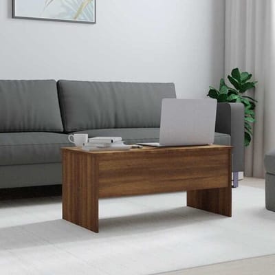 vidaXL - Salontafel - 102x50,5x46,5 - cm - bewerkt - hout - bruin - eikenkleur