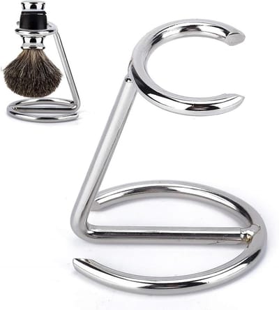 Metalen Scheerkwast Houder - Draagbare 2-in-1 Scheerkwast Stand voor Thuis en Reizen, RVS Scheeraccessoire voor Mannen en Kappers