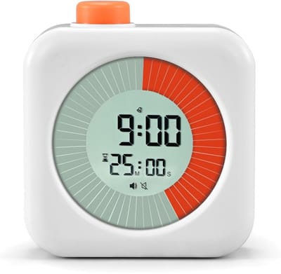 GELLDG Digitale visuele timer - 3-in-1 timer - Met draaibare ring - Eierwekker - Inclusief klok- en stille alarmfunctie - 60 minuten aftelfunctie - Timer - Geschikt voor thuis, keuken, koken en kantoor - Wit