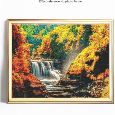 Peinture diamant 5D à faire soi-même, paysage, cascade, broderie complète ronde, images en strass, vente 20X30 yellow