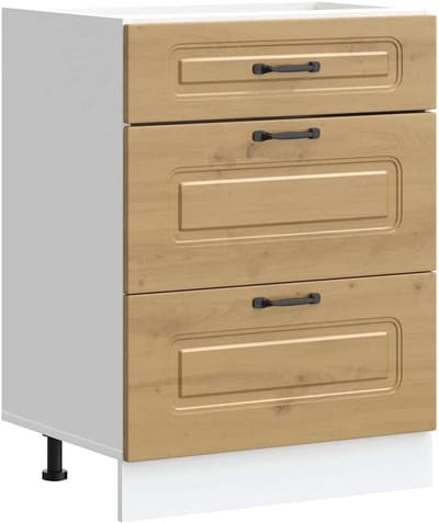 Keukenonderkast - Spoelbakkast Lade - Keukenopslag - Verstelbare poten - 60 x 46 x 81.5 cm - Eikenkleurig