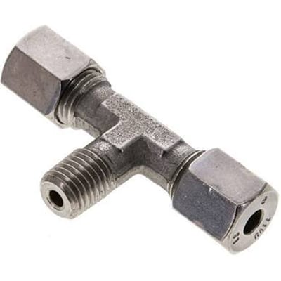 6S & M12x1.5 (con) RVS T-stuk Snijringkoppeling Buitendraad 630bar ISO 8434-1