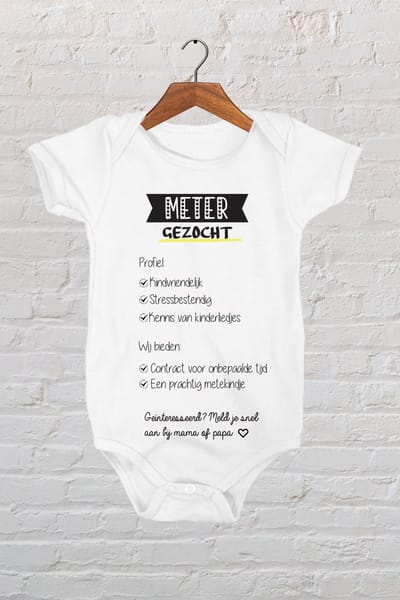 Rompertje met tekst " Meter gezocht " | Meter vragen | Meter worden | Meter Cadeau |