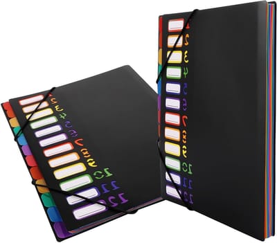 Set van 2 Uitbreidbare Documentenfolders A4 met 12 Compartimenten voor Organisatie en Opslag