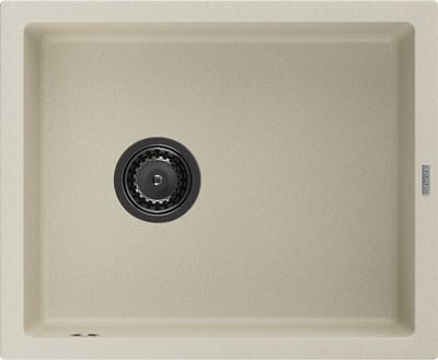 Mexen Pedro granieten spoelbak 1-komor 560 x 460 , beige, zwarte sifon - 6508561000-69-B