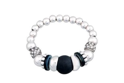 Behave - elastische armband met metalen kralen - urban chic stijl