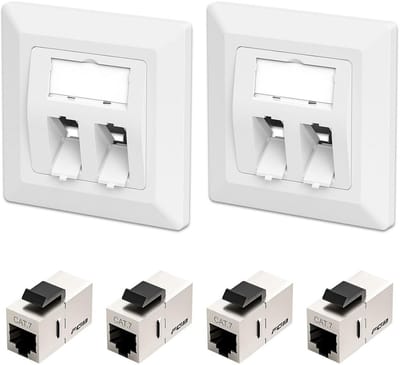 Netwerk Contactdoos - Keystone Module - Internet Aansluiten - 10 Gbit/s Snelheid - 2 Stuks - Wit