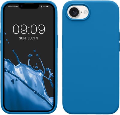 kwmobile telefoonhoesje geschikt voor Apple iPhone 17e / iPhone 16e - Hoesje met siliconen coating - Smartphone case in rifblauw