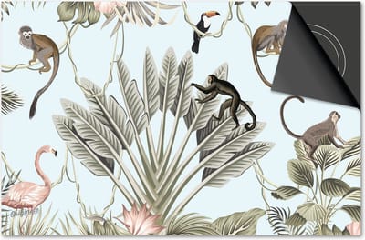 Inductie beschermer 60x60 - afdekplaat inductie mat - Dietrix Kookplaat beschermer - Exclusief - Jungle Apen Blauw