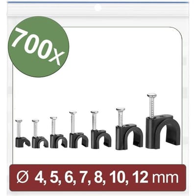 Quadrios 24CA438 Spijkerclip 24CA438 Bundel-Ø (bereik) 2 tot 12 mm Zwart 700 stuk(s)