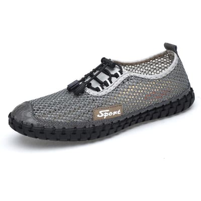 Zomer Ademend Lui Mesh Oppervlak Schoenen Heren Zomer Herenschoenen Sandalen Mesh Holle Schoenen 46 grijze kleur