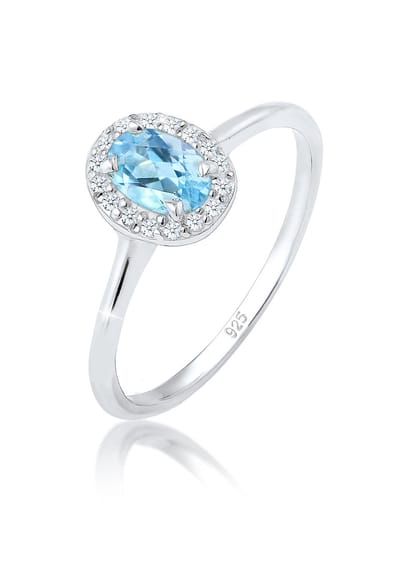 Elli PREMIUM - Ring - Dames Verlovingsring Topaas met Diamant (0.08 ct.) in 925 Sterling Zilver - Dames
