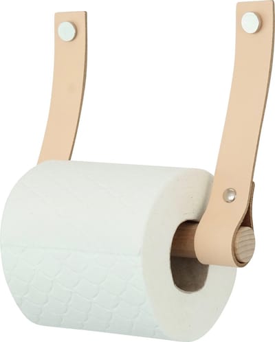 Leren toiletrolhouder (roldrager: rondhout) | NATUREL