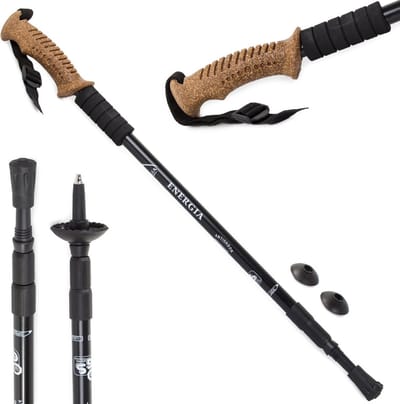 2 stuks Nordic walking sticks trekking walking sticks mert kurk handvat en draagtas