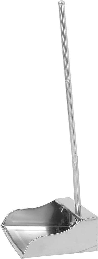 Metalen Stofblik - Stoffer Lange Steel - Efficiënt Schoonmaken - Gecontourde Rand - 73 cm - Zilver