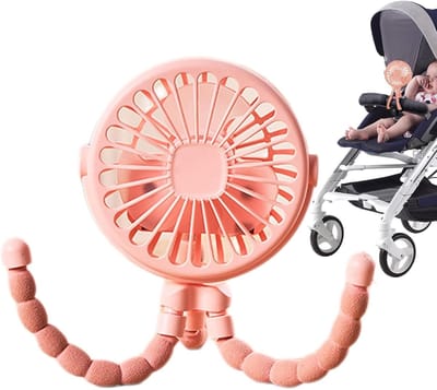 Peuter Ventilator - Draagbare Fan - Kinderwagen Koeling - 360 Graden Draaibaar - 5.2D x 11.8B x 5.2H cm - Roze