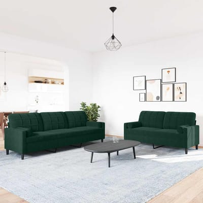 vidaXL - 2-delige - Loungeset - met - kussens - en - bolsters - fluweel - donkergroen
