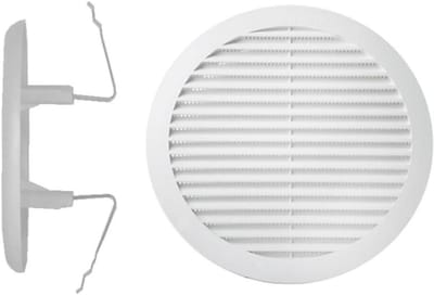 Ventilatiegril - Insectenwering rooster - Frisse Lucht - Geïntegreerd Muskietengaas - Ø185mm H60mm - Wit