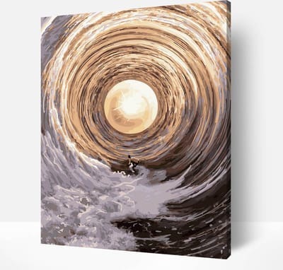 Schilderen Op Nummer Volwassenen DIY Paint By Number Compleet Hobby Pakket op Frame met Vernis - ®Arty Bee - Surfer Droom 40x50cm