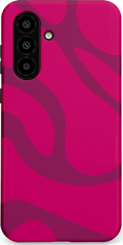 Casetastic hoesje geschikt voor Samsung Galaxy A36 / Samsung Galaxy A56 - Dubbellaagse bescherming - Violet Paarse Golven - Fashion Case - Roze