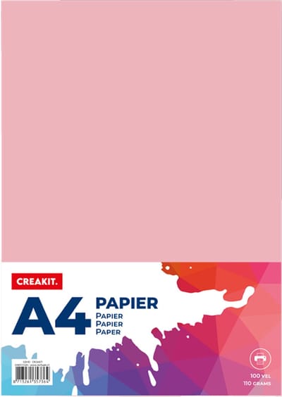 CREAKIT. Papier A4 – 100 Vellen – Knutselen voor Kinderen en Volwassenen – Tekenpapier voor Kinderen – 110 grams – Knutselpapier – Gekleurd Papier – Roze