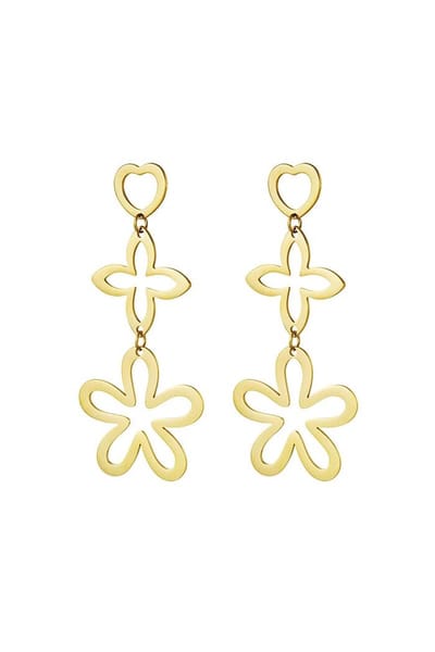 Bijoutheek Oorknoppen Statement 3 Charms Flower Goud
