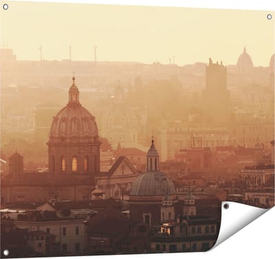 Gards Tuinposter Rome Stad bij Zonsopgang - 100x80 cm - Tuindoek - Tuindecoratie - Wanddecoratie buiten - Tuinschilderij