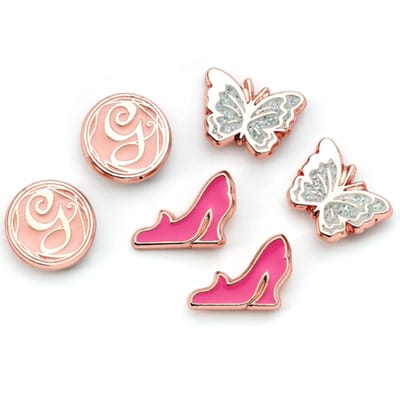 The Carat Shop - Wicked Glinda Rose Goudkleurige Vlinder - Glinda's G initiaal, Schoen en Vlinder Stud Oorbellen