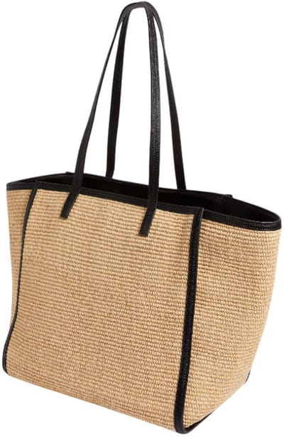 Ted Baker Barni Faux Raffia Large Shopper Bag Black Beige