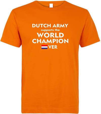 T-shirt Dutch Army supports the World Champion | Formule 1 fan | Max Verstappen / Red Bull racing supporter | Oranje | maat XS