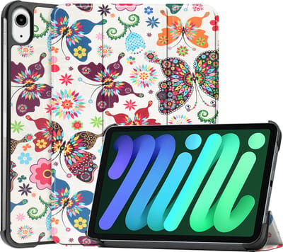 Hoesje Geschikt voor Apple iPad Mini 6 (2021) - 8.3 inch - 6e Generatie - Dun & Stevig - Trifold Bookcase - Hard Cover - Hardcover Book Case - Tablet Hoes - Vlinders