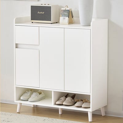 BLACKCOLORS Commode / buffetkast / schoenenkast met verstelbare legplanken - Minimalistische opbergruimte voor in huis met massief houten poten - Afmetingen: H99 cm x B90 cm x D35 cm