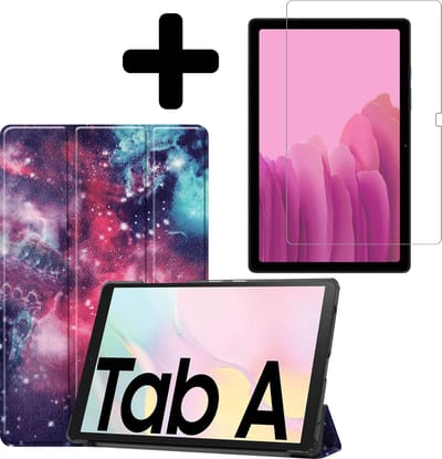 Hoes - Geschikt voor Samsung Galaxy Tab A7 (2020) - Met Screenprotector - Trifold Bookcase - Hard Cover - Hardcover Book Case - Tablet Hoesje - Galaxy