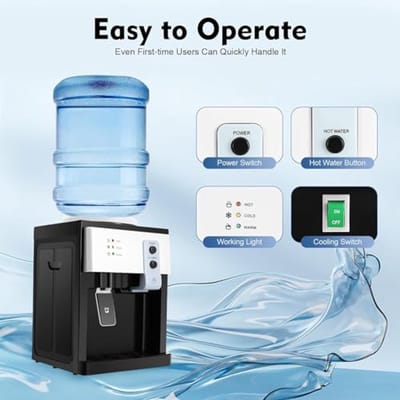 Waterdispenser voor warm en koud water met wateraansluiting – ideaal voor 3,5L tot 18L flessen