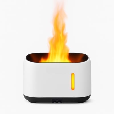 ELEVATE 3-in-1 Aroma Diffuser – 200ml – Vlam Effect – Luchtbevochtiger met 7 LED Kleuren & Timer (3/6u) – Inclusief Afstandsbediening