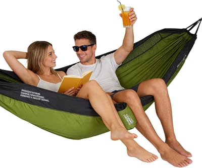 Camping Hangmat - Schommelbed Reizen - Buiten Ontspanning - Lichtgewicht 2 Persoons - 270 x 180 cm - Groen